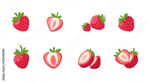 Fototapeta Strawberry slices on white background for use as wallpaper or on social media
