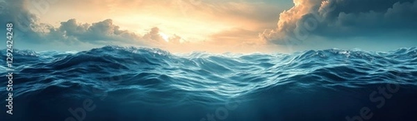 Fototapeta tranquil underwater scene hyper-realistic water ripples reflections swimming pool clear blue