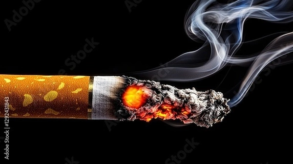 Fototapeta captivating close-up of a burning cigarette with smoke effect