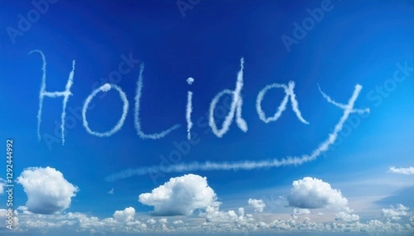 Obraz Holiday Message in Blue Sky with Clouds