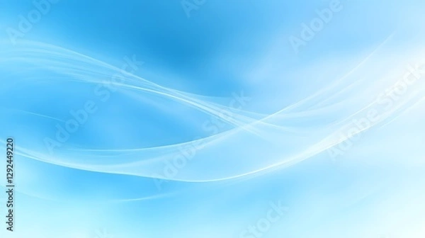 Fototapeta Abstract blue background with white wavy elegant lines is shown