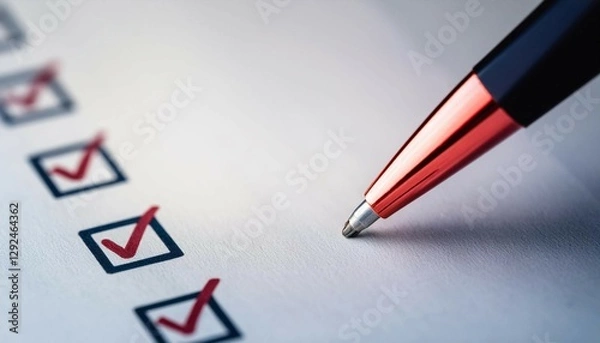 Fototapeta Checklist with items being marked off, symbolizing organization, tasks, and productivity.