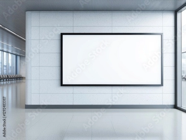 Obraz A modern, blank wall with a large frame, ideal for presentations and advertising.
