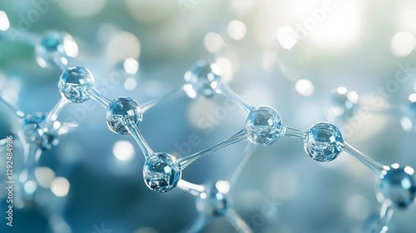Fototapeta Metallic ultra-light material floating with visible molecular structure, showcasing advanced material innovation.