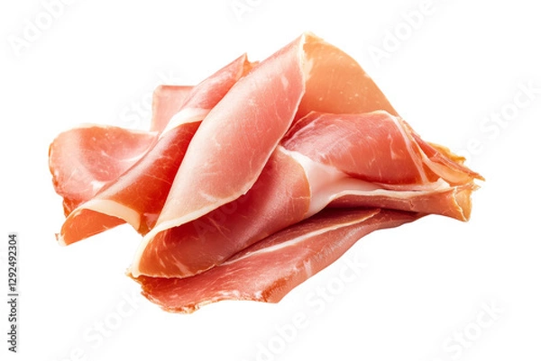 Fototapeta Pile of ham is on a white background, isolated