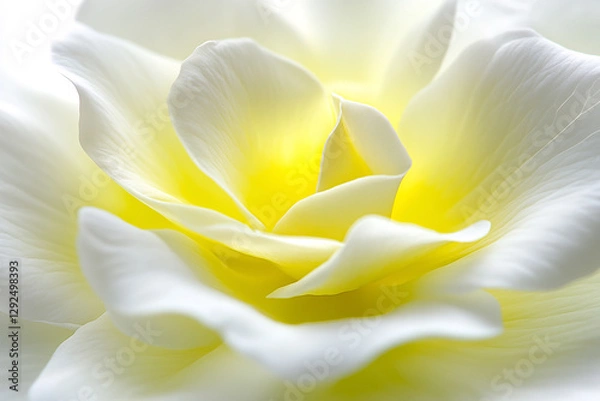 Fototapeta Close-up view of a delicate white rose with soft yellow hues, showcasing natural beauty and tranquility