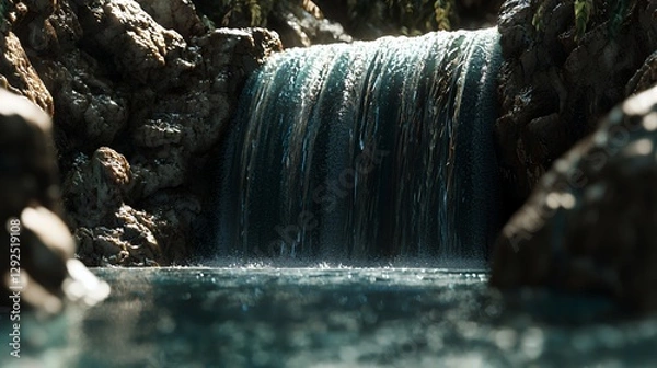 Obraz Serene Waterfall in Lush Forest Setting