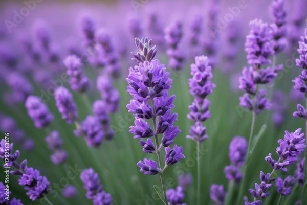 Fototapeta lavender flowers are blooming in a field with a blurry background