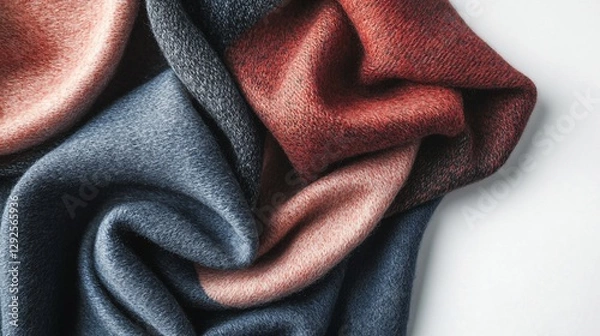 Fototapeta Soft and Warm Knitted Wool Fabric in Dusty Rose, Burgundy, and Grey Tones