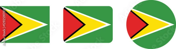 Fototapeta Guyana Flag in Square and Circle Formats