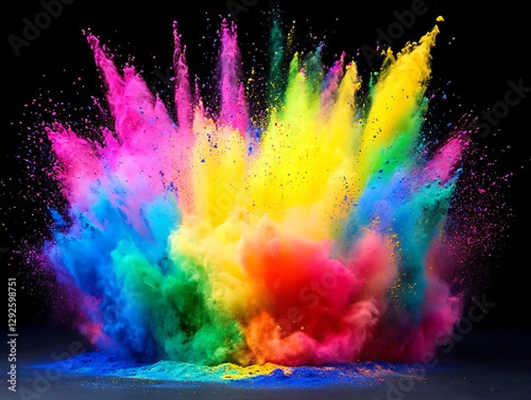 Fototapeta Vibrant color explosion studio photography dark background close-up artistic expression