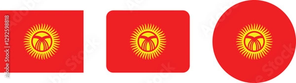 Fototapeta Kyrgyz Republic Flag in Square and Circle Formats