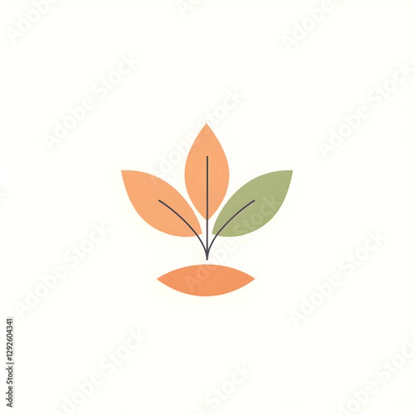 Fototapeta A logo featuring an abstract plant sprout, with clean lines and a contemporary aesthetic
