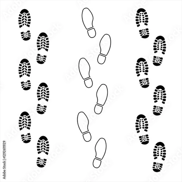 Fototapeta Footprint set of footprint icon, Silhouette of footprints. Vector illustration.