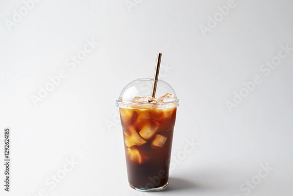 Fototapeta テイクアウトのカップに入ったアイスコーヒー