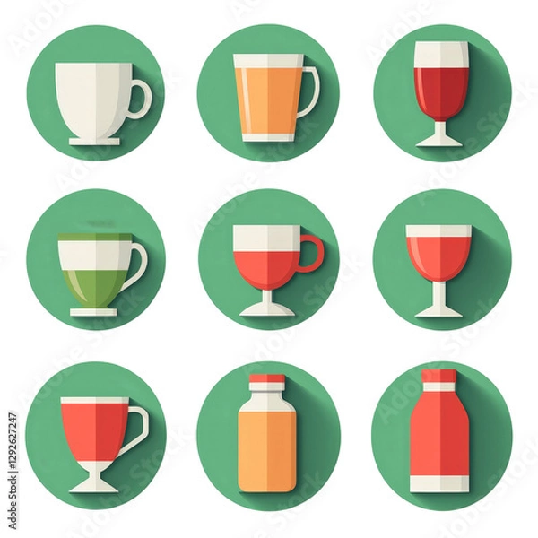 Obraz Colorful Drink Icons Showcase for Beverage and Bar Related Projects
