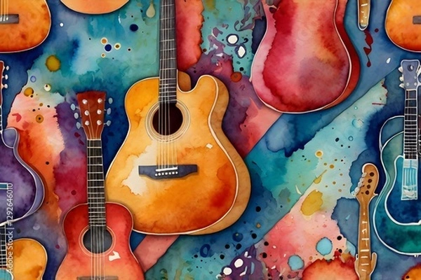 Obraz Vibrant musical guitar pattern seamless & artistic design