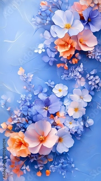 Obraz Retro colorful flower pattern texture illustration poster background