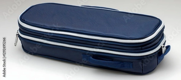 Obraz Navy Blue Double-Zippered Rectangular Travel Case with Handle