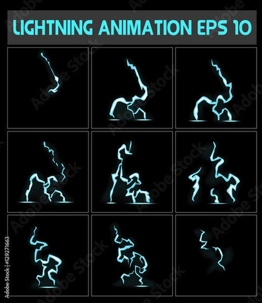 Fototapeta Weblightning animation. A lightning strike to the ground or something else
