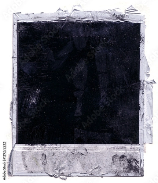 Obraz Grungy destroyed polaroid frame background. 80's instant film. 