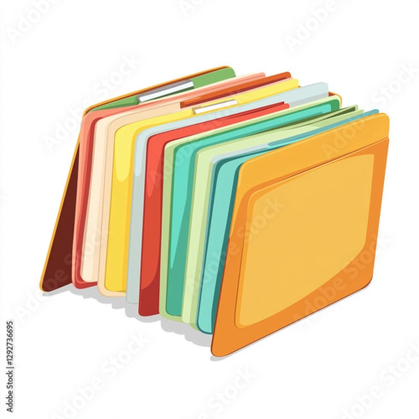 Fototapeta Colorful stack of paper folders organized with documents, perfect for office, school, or personal file management