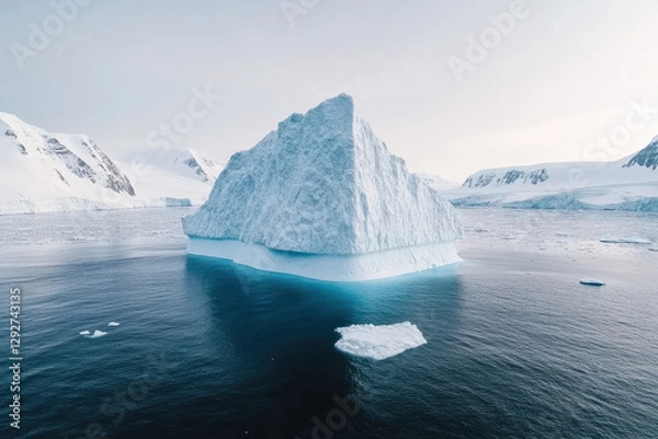 Fototapeta Majestic iceberg floating in Arctic waters with a rugged icy surface