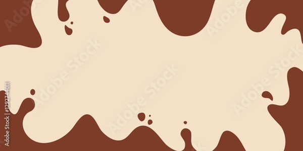 Obraz Coffee or chocolate liquid texture. Cocoa splash vector background. Abstract liquid brown waves illustration.
