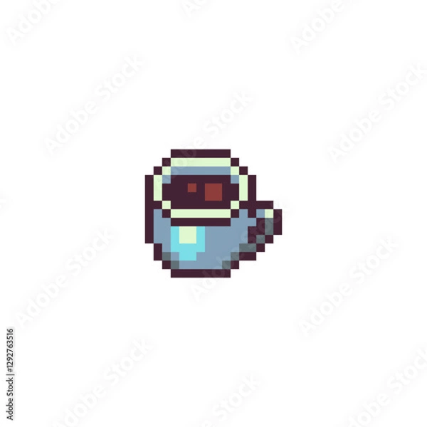 Fototapeta Cup of coffee or tea pixel art icon isolated vector illustration 8-bit sprite video game assets.