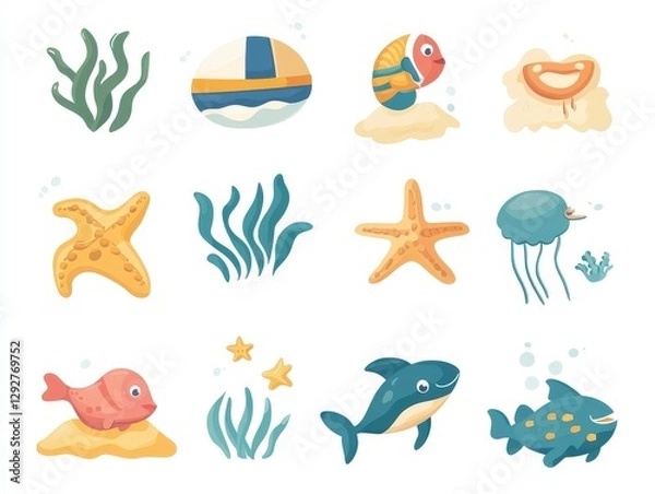 Fototapeta sea animals set