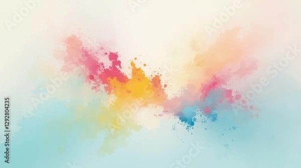 Fototapeta Generative AI illustration of bright abstract background with splashes of colorful paint on gradient surface 