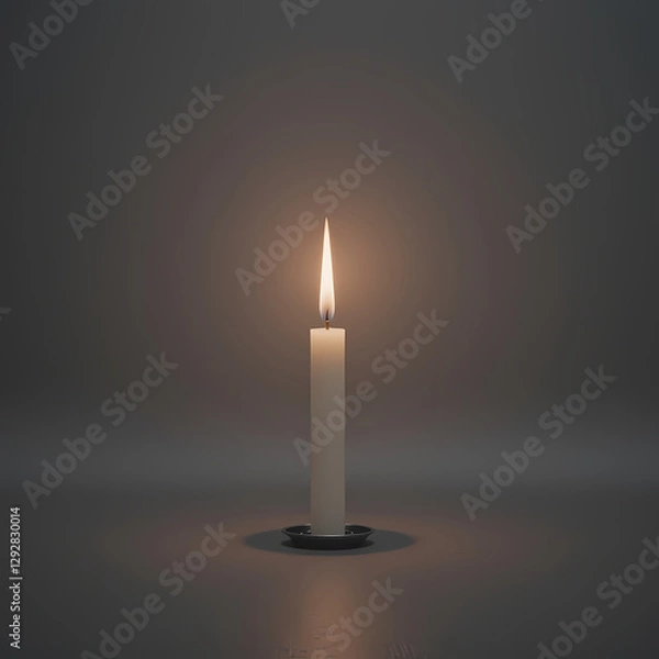 Fototapeta Single Candle Flame Image: Dark Background Stock Photo isolated on transparent background