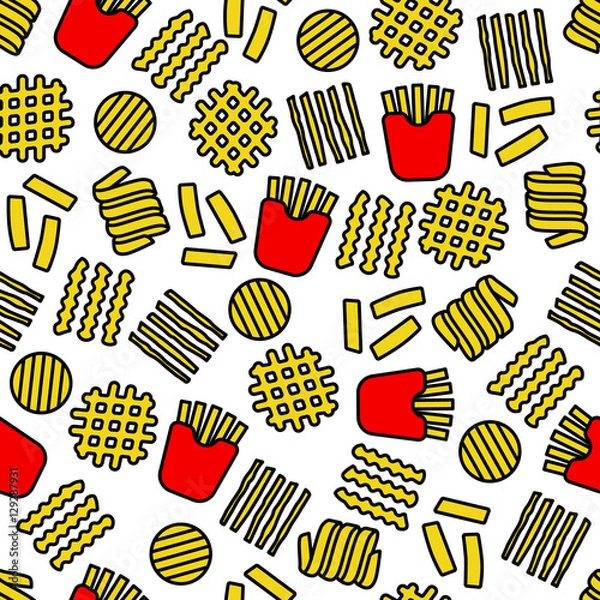 Fototapeta fries icons seamless pattern