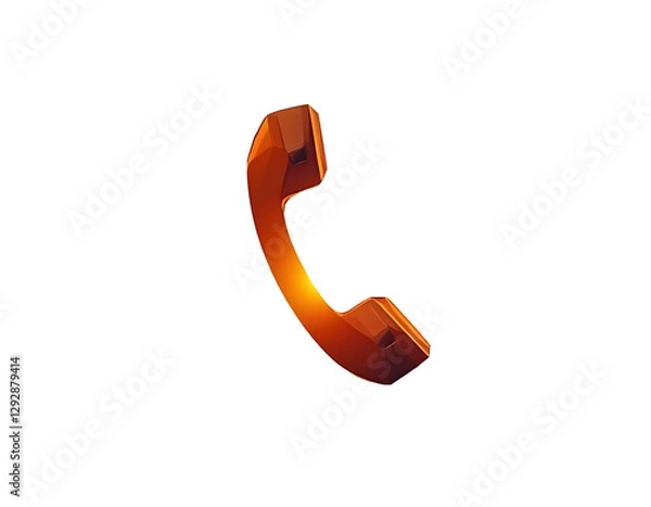 Fototapeta Stylized Orange Telephone Receiver with a Modern Look Against a Clean Background