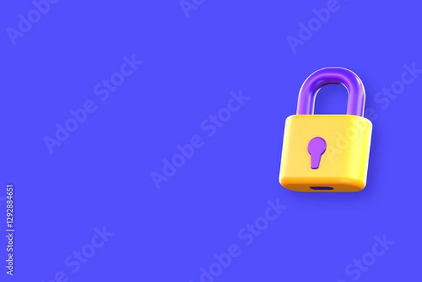Fototapeta 3D Padlock Icon With Isolated Blue Background