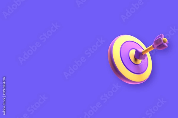 Fototapeta 3D Tagret Icon With Isolated Purple Background