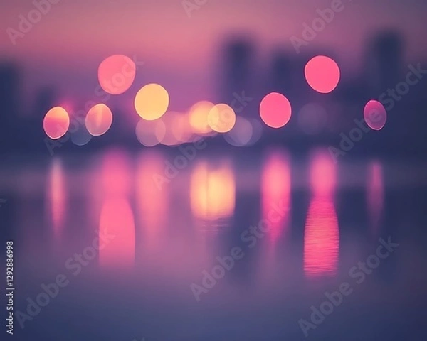 Obraz Cityscape sunset reflection bokeh