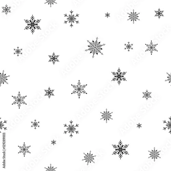 Fototapeta Seamless pattern of snowflakes on a white background