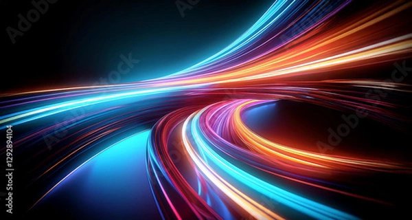 Obraz 躍動感のあるネオンリング、チューブ　アブストラクト（生成AI、generated by AI） 