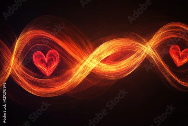 Fototapeta Abstract swirling lines forming an infinity sign with hearts