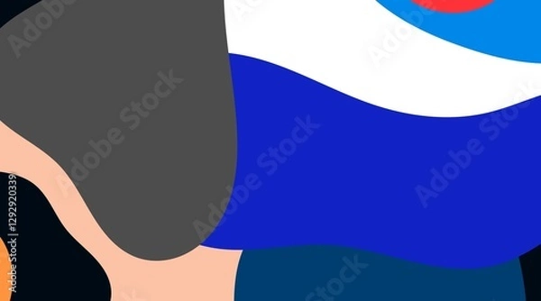 Fototapeta The illustration features abstract organic forms rendered in a neutral palette of gray, black, dark blue, and touches of cream. This color scheme conveys a modern, minimalist, and elegant aesthetic.