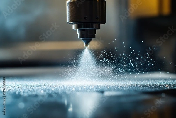 Fototapeta Spray and fusion are techniques in surface engineering used to enhance surface properties by adjusting the nozzle focus