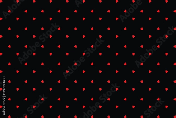 Obraz Red Hearts Pattern on Black Background