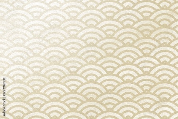 Fototapeta ベージュのグラデーションの和柄（青海波）