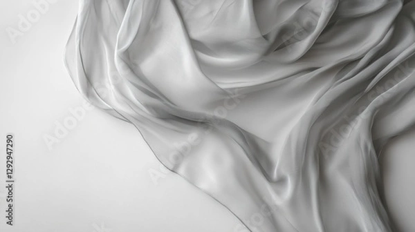 Obraz Draped silver fabric, studio background, flowing texture, elegant design