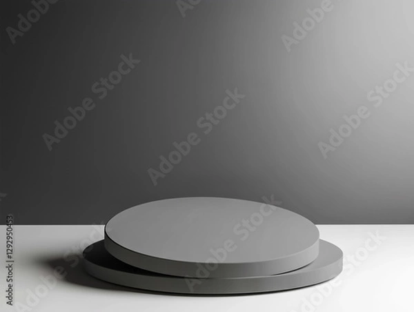 Obraz Minimalistic gray platforms on a smooth surface against a simple gray backdrop.