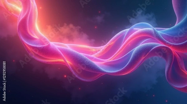 Fototapeta Neon-hued ribbons of plasma swirling and intertwining, suspended in absolute stillness, their vibrant colors shifting as if responding to an invisible force.