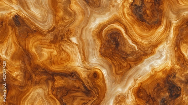 Obraz A close-up of a brown and gold marble texture with swirling patterns, showcasing a warm and luxurious abstract design
