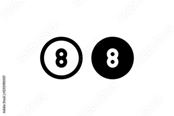 Fototapeta Eight ball icons in solid and outline style Vector