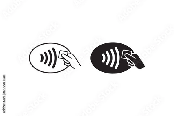 Obraz Contactless payment icon in black and white Vector